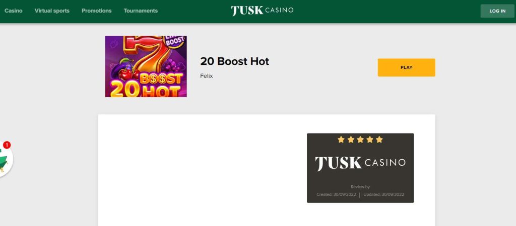 20 boost hot tusk casino